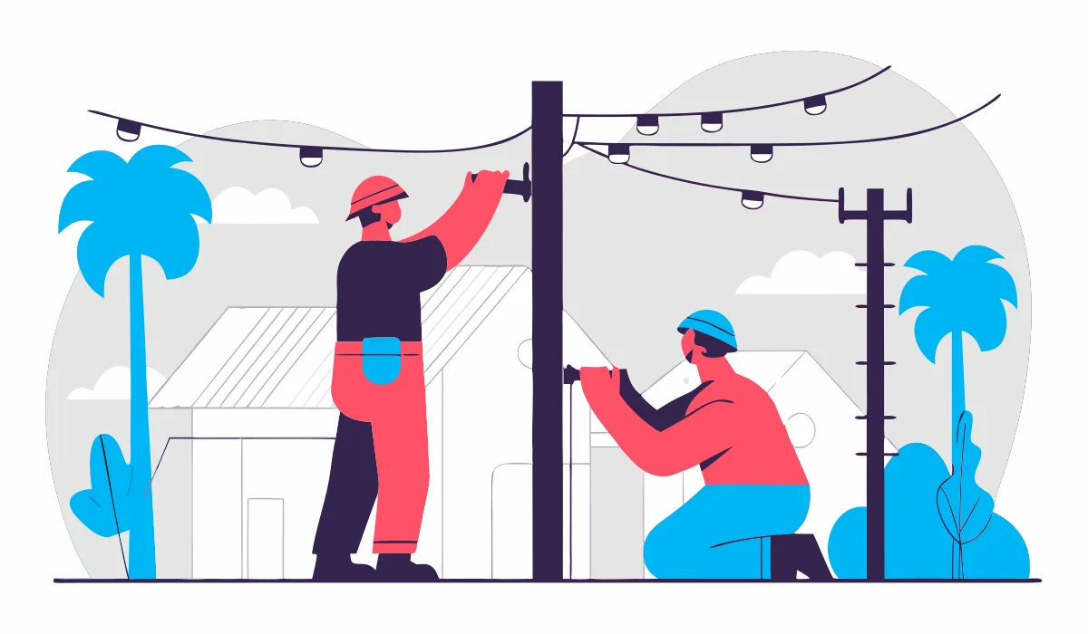 Electrician helping a Jupiter homeowner with a residential electrical panel