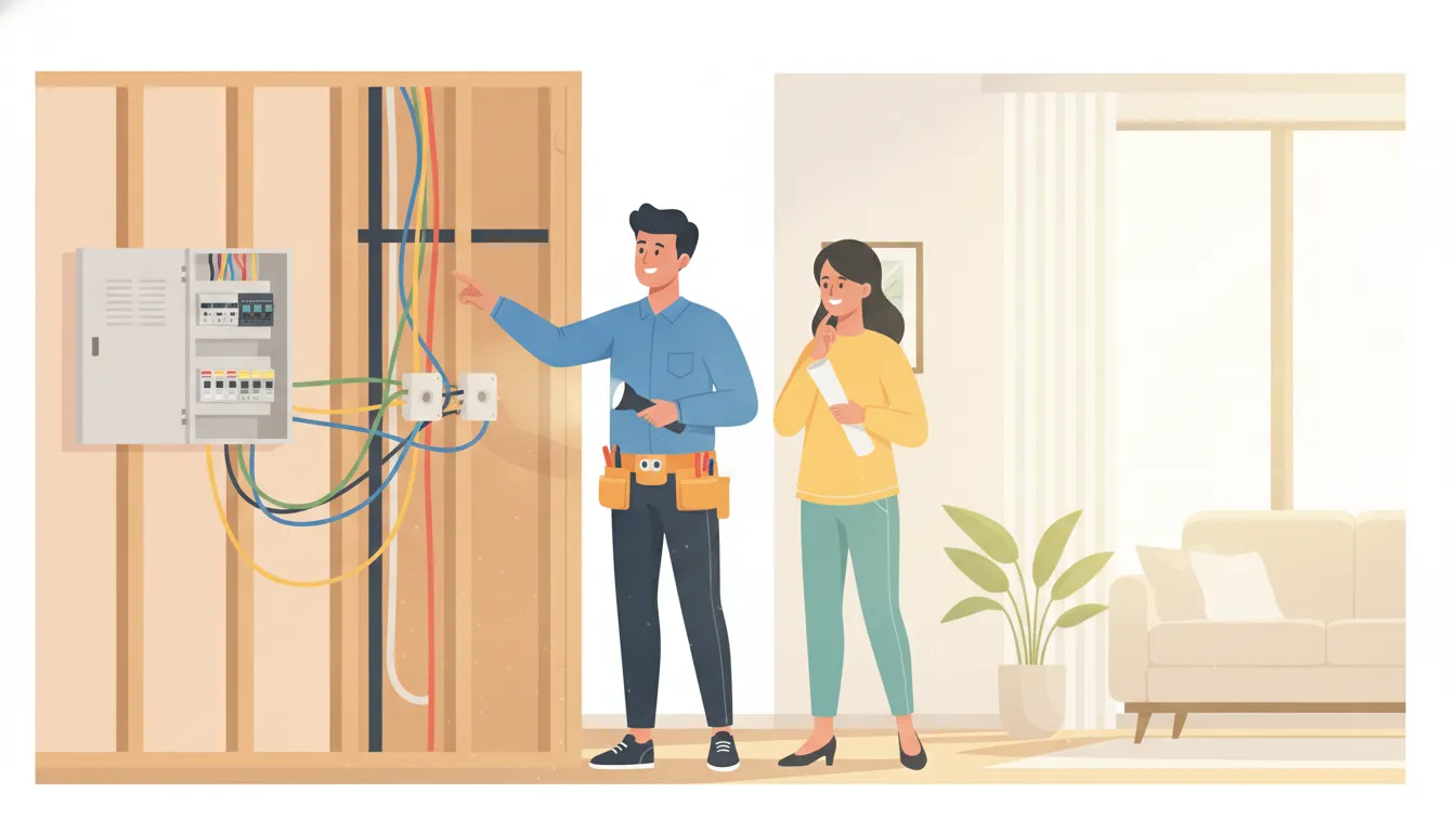 Homeowner asking an electrician how much does it cost to rewire a house